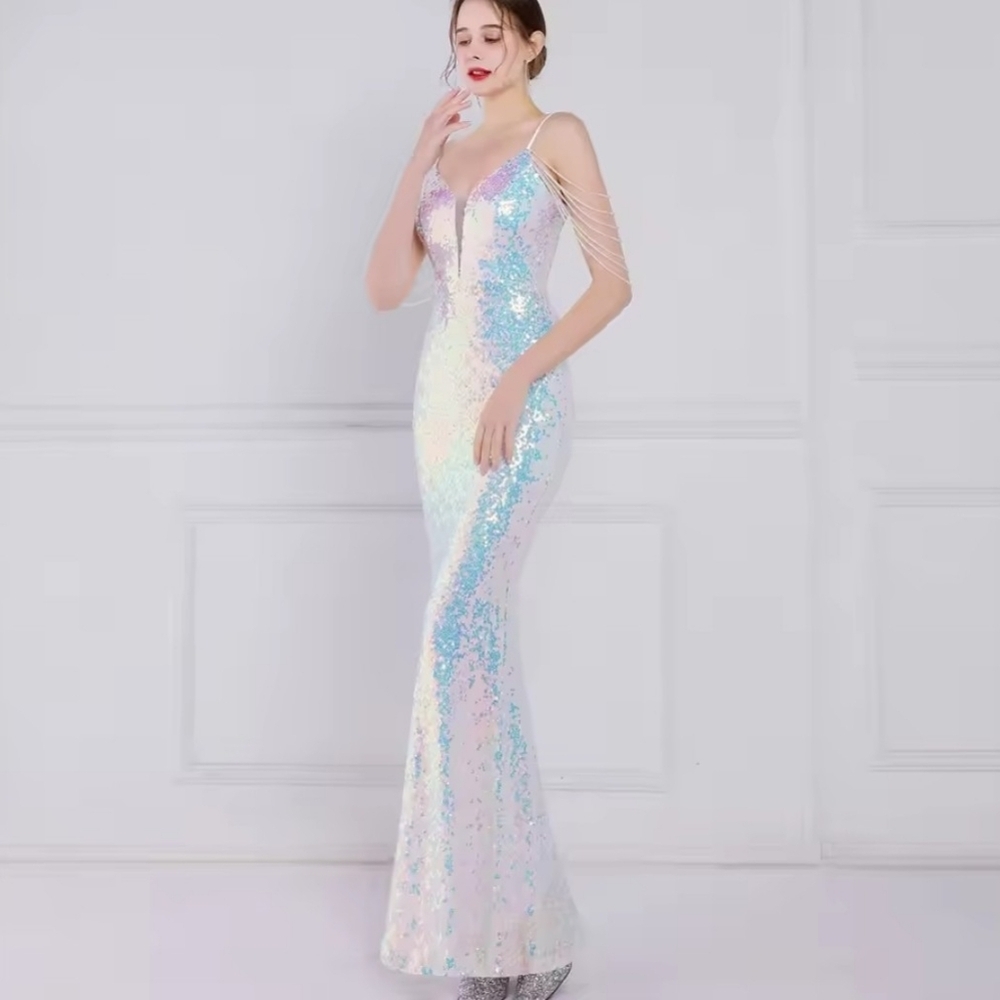 Glamorous Sequin Prom Dress - Blue and Pink - Picture 2 of 12
